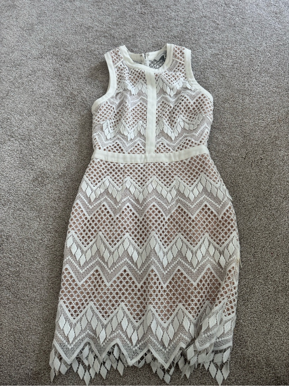 Adelyn Rae Ivory Lace Midi Sheath Dress